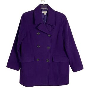 Coldwater Creek Women's Purple Double-Breasted Coat Size L (14), Pockets, EUC